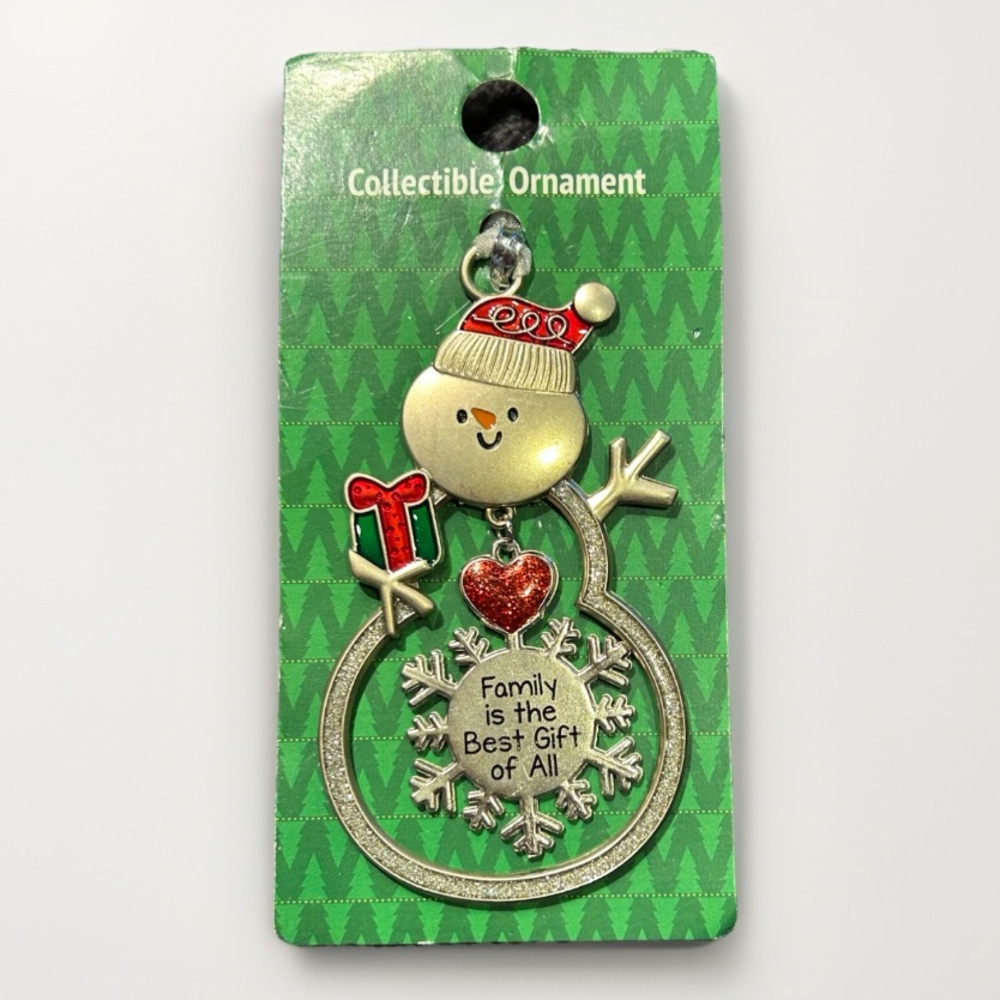 GANZ Silver Tone Snowman Family Is The Best Gift Of All Christmas Ornament 2017